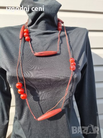 Дълго колие в червено (модел 4), снимка 1