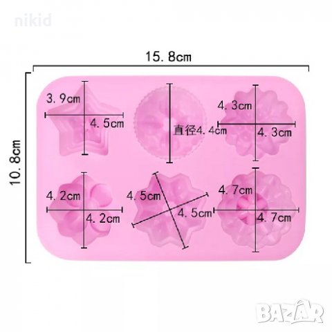 6 вида цвете цветя дълбок силиконов молд форма калъп за сапун мъфини мини кексчета шоколад гипс, снимка 3 - Форми - 39157616