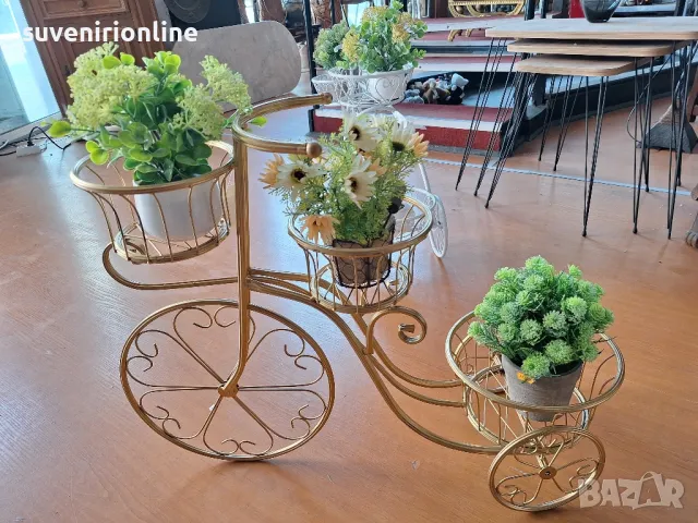 метален цветарник колело, снимка 4 - Градински мебели, декорация  - 50410667