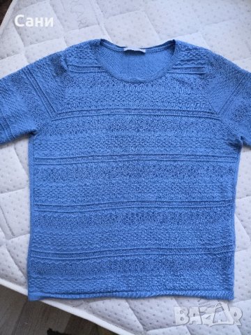 Синя блуза с къс ръкав, снимка 2 - Туники - 42958330