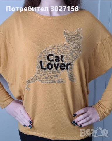 Блуза с дълъг ръкав и котка, снимка 2 - Блузи с дълъг ръкав и пуловери - 32478639