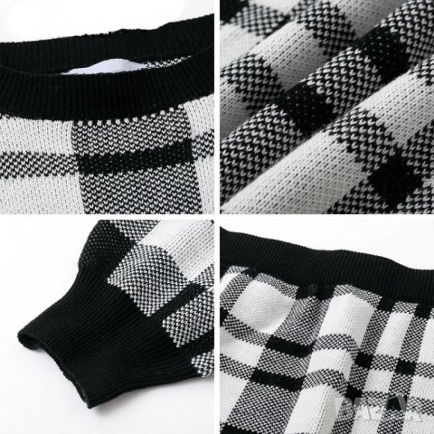 Комплект плетиво каре райе , снимка 5 - Блузи с дълъг ръкав и пуловери - 27153776