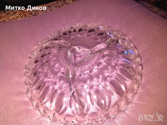 Кристална чиния поднос за ядки 3 прегради фи 223мм, снимка 5 - Чинии - 43328274