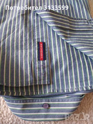 Мъжка риза с къс ръкав BROTHERS - размер L; Риза с къс ръкав Box Office в бяло и синьо - L, снимка 3 - Ризи - 37106052