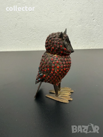 Винтидж месингов бухал / птица с корали. №7724, снимка 3 - Антикварни и старинни предмети - 52789556
