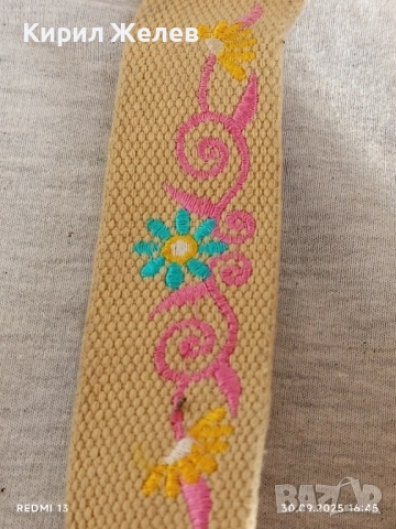 Текстилен дамски колан Арт с флорални елементи и инкрустирани кристали много красив 47173, снимка 5 - Колани - 51893520