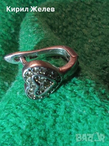 СКЪПОЦЕННА СЪРЦЕВИДНА АНГЛИЙСКА СРЕБЪРНА ВИНТИДЖ ОБИЦА СРЕБРО 925 с ФАСЕТИРАНИ ЦИРКОНЧЕТА 17260, снимка 16 - Обеци - 40762487