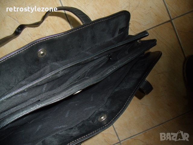 № 6938 стара кожена чанта SEMPRE   - размер 37,5 / 31 / 10 см , презрамка 34 см   - три прегради  - , снимка 3 - Чанти - 40364596