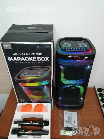 Чисто нова караоке колона Brodu BTS 1989. Акумулаторна с 2бр. микрофони и дистанционно. , снимка 2 - Тонколони - 52828421