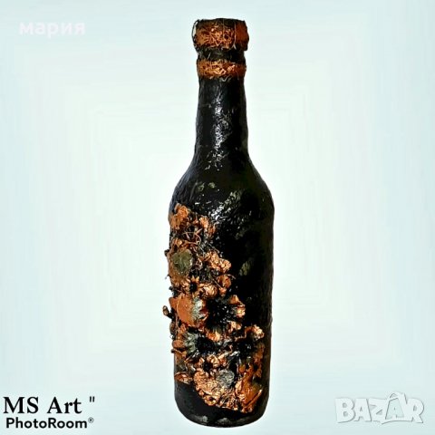 Декоративна бутилка #mixedmedia! Ръчна изработка!, снимка 1 - Декорация за дома - 32441556