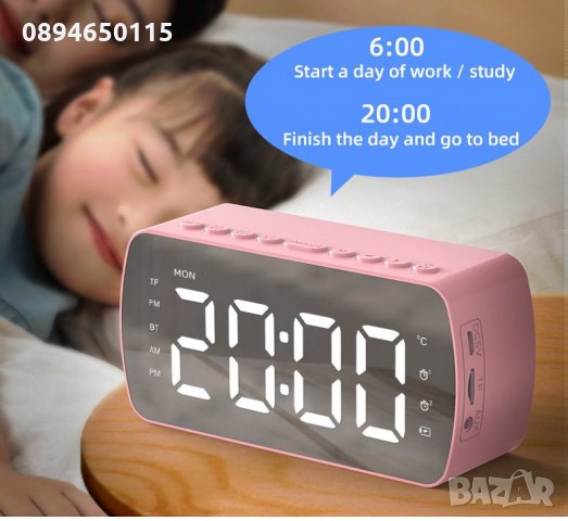  5.0 Bluetooth колонка FM радио термометър часовник аларма блутут слот карта памет SD AUX MP3 плейър, снимка 9 - Bluetooth тонколони - 33674545