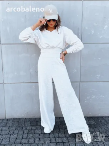 Дамски комплект от две части широки панталони и суичър MINALIA, 2цвята , снимка 2 - Комплекти - 47367898