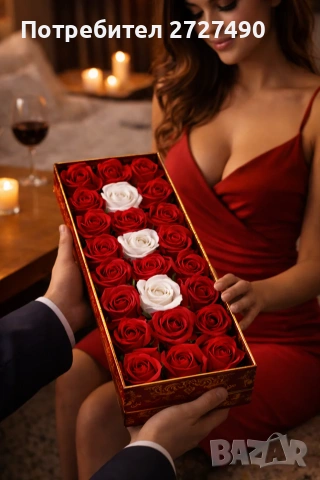Луксозна подаръчна кутия с 21 сапунени рози, снимка 3 - Изкуствени цветя - 53328925