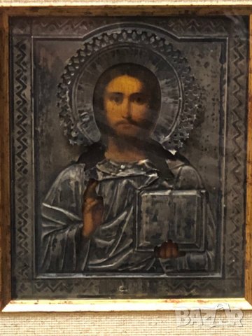 Руска икона Сребърна руска икона от края на 19-ти век., снимка 5 - Икони - 28234776