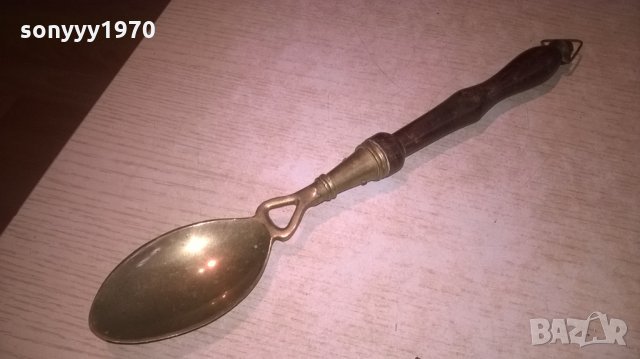 ретро лъжица-32х5см-мед/месинг и дърво-внос франция
