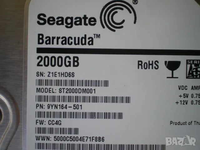 Хард диск 2TB Seagate ST2000DM001, SATA 6Gb/s, 7200rpm, 64MB кеш, 3.5" , снимка 3 - Твърди дискове - 50010883