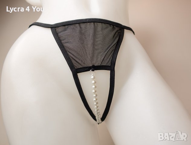 Sinful M/L регулеруеми в талията еротични прашки с перлена броеница, снимка 1