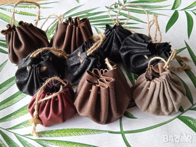 Торбичка с 3 полускъпоценни камъка, антична кожена торбичка,, снимка 6 - Портфейли, портмонета - 53455340