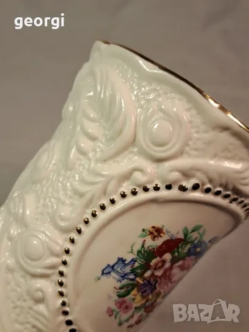 винтидж порцеланова ваза с цветя и позлата 6/1, снимка 5 - Вази - 49279021