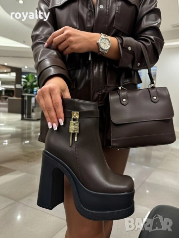 Боти на ток - кафява кожа , снимка 2 - Дамски боти - 53282589