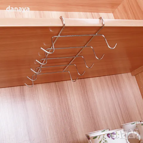 460 Метална стойка поставка закачалка за чаши и прибори органайзер за шкаф, снимка 5 - Органайзери - 49768376