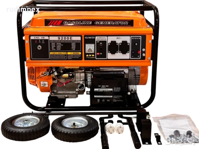 Генератор за ток 8 kW, бензинов, монофазен, AVR, електрически стартер, 100% медни намотки, с колела , снимка 2 - Куфари с инструменти - 51967699