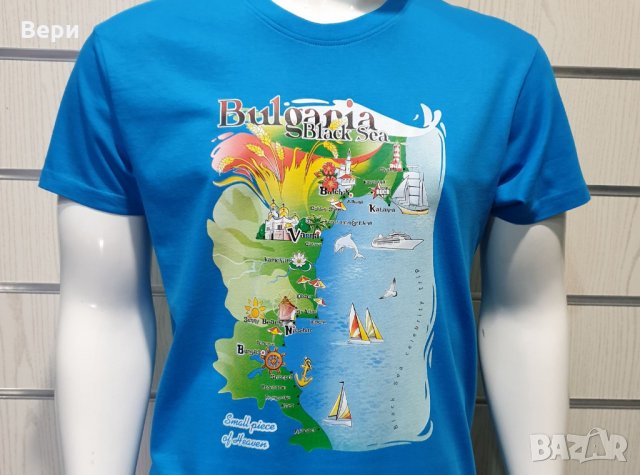 Нова мъжка синя тениска с трансферен печат Черно море - България, снимка 7 - Тениски - 28222259