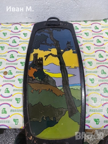 Стар дървен поднос с рисувано стъкло , снимка 5 - Други ценни предмети - 52811460