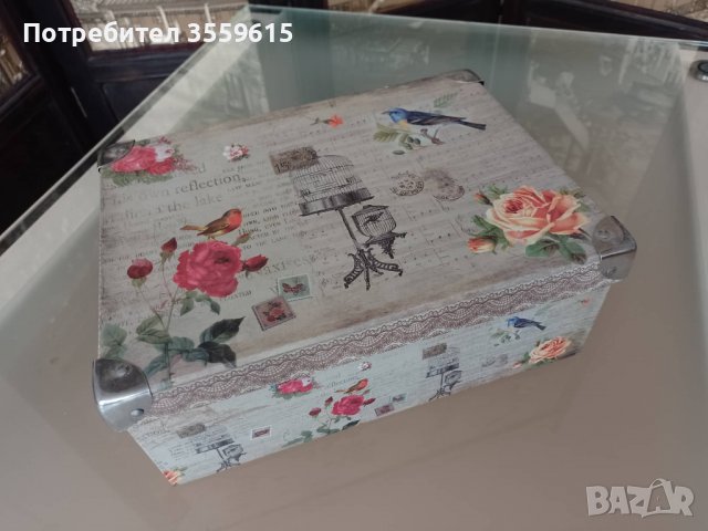 ретро кутия Винтидж от Париж с цветя и птици, снимка 2 - Декорация за дома - 38824362