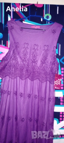 Дамска Рокля М размер в Лилаво Циклама с бродерия, снимка 2 - Рокли - 52559009
