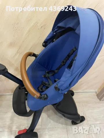 Детска Количка  Stokke® Xplory® X + бебешки кош - цвят Royal Blue, снимка 3 - Детски колички - 49715270