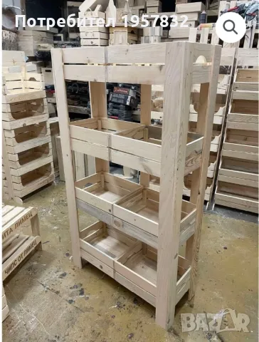 Двоен стелаж от щайги с хедър за всякакъв вид стока, снимка 4 - Оборудване за магазин - 49132801