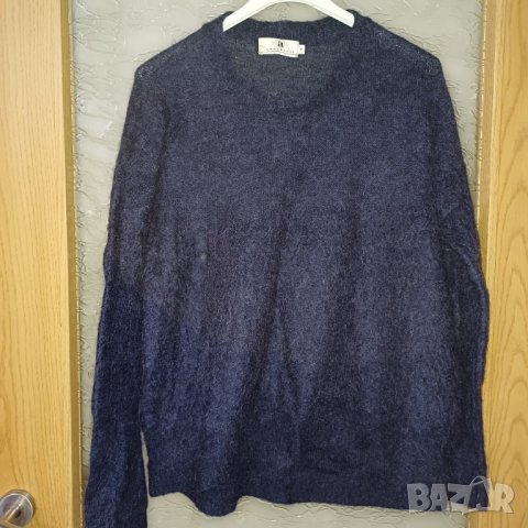 Син пуловер мохер, вълна и алпака М, снимка 1 - Блузи с дълъг ръкав и пуловери - 43340131