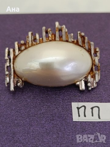 Красива сребърна брошка със седеф Буква ПП, снимка 5 - Други - 43937874