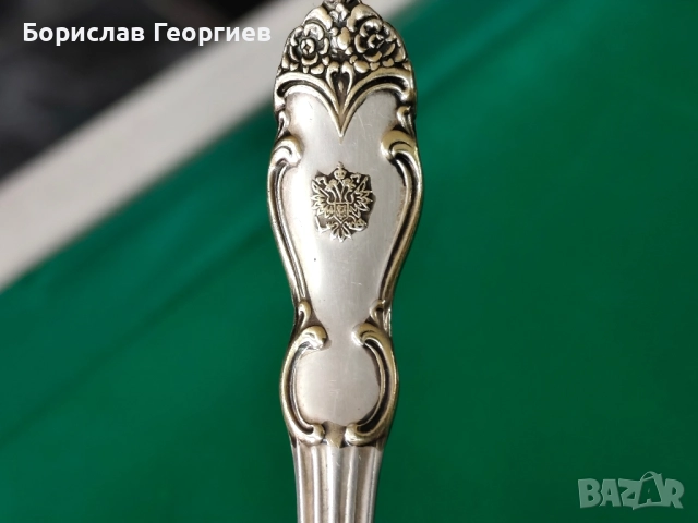 Руска посребрена лъжичка с герба на Русия , снимка 3 - Колекции - 52128147