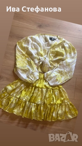 Нов разкошен сет комплект от две части риза и пола Bless by Zlatka Raykova Златка Райкова сатен  , снимка 4 - Костюми - 46577001