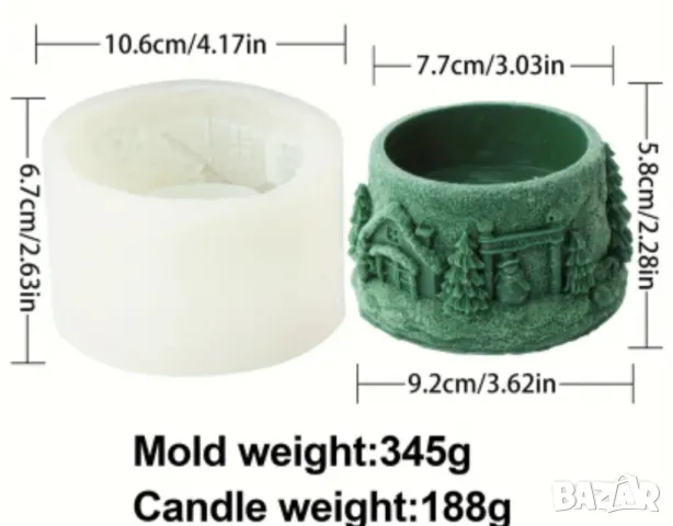 Молд кутия коледна, свещник , снимка 2 - Форми - 49753897