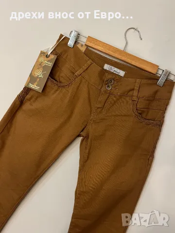 Дамски памучен кафяв панталон с намачкан ефект, снимка 6 - Панталони - 49312122