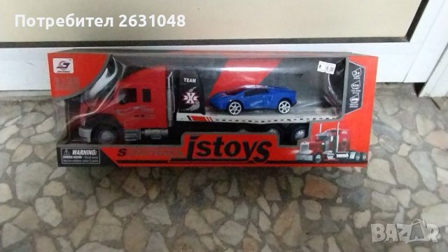 Детска играчка камион платформа с кола , снимка 3 - Коли, камиони, мотори, писти - 44062285