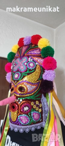 Кукерска маска, гугла, нова, Новодел, уникат, ръчна изработка , снимка 5 - Декорация за дома - 46988271