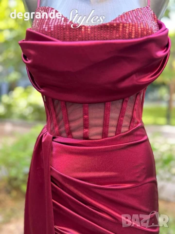 Сатенена дамска рокля в три цвята.Черна Бежава и Циклама