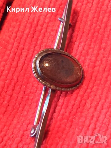 СТАРИННА СРЕБЪРНА СКЪПОЦЕННА АРТ ДЕКО БРОШКА с ШЛИФОВАН СКЪПОЦЕНЕН КРИСТАЛ МАЙСТОРСКА РАБОТА 25122, снимка 4 - Антикварни и старинни предмети - 35805632