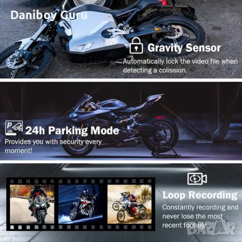 VSYSTO S2F видеорегистратор Мотоциклетна камера  Предна и задна двойна 1080p 150°  Спортна камера, снимка 7 - Аксесоари и консумативи - 50188835