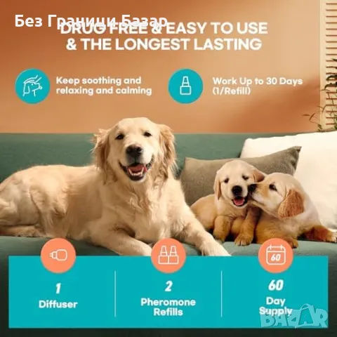 Нов Феромонен дифузер за успокояване на кучета - 60 дни действие, снимка 6 - За кучета - 48535548
