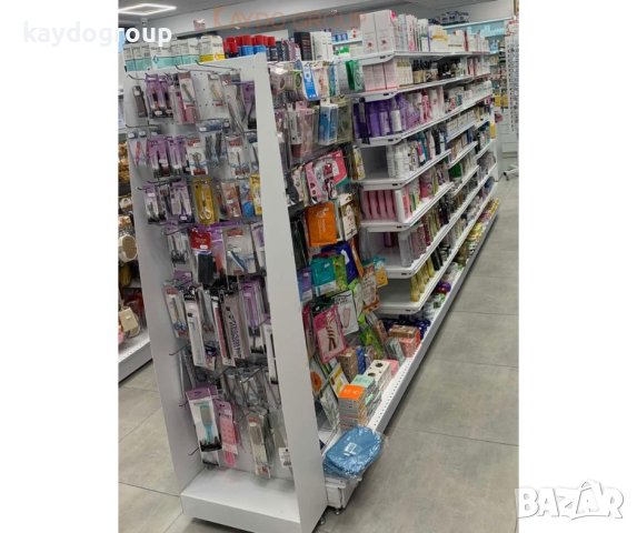 Метални крайстенни и островни стелажи за аптеки, дрогерии, козметика, снимка 14 - Стелажи и щандове - 43877036