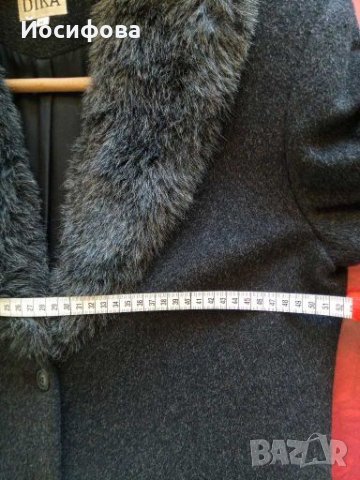 Луксозно дамско палто DIKA с яка от еко кожа, снимка 9 - Палта, манта - 24510994
