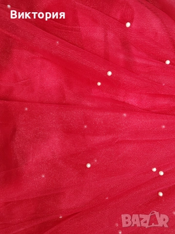 нова коледна рокля с тюл и перлички, снимка 3 - Детски рокли и поли - 52704091