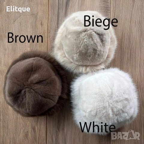 Дамска пухкава зимна шапка от изкуствен косъм , снимка 4 - Шапки - 53006022