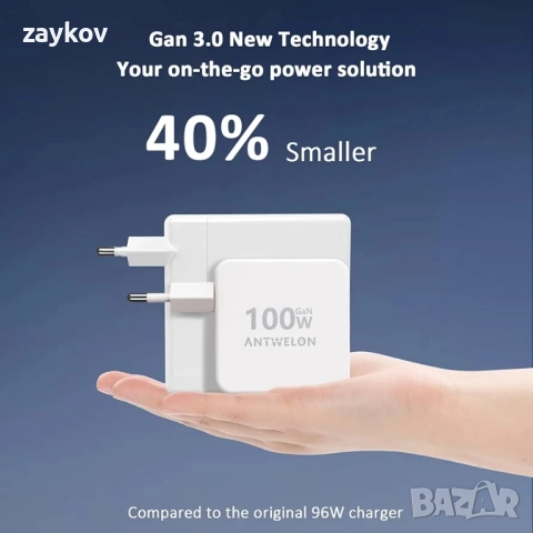 Захранващо устройство ANTWELON 100W USB C GAN за MacBook Pro 16 15 14 инча, снимка 2 - Друга електроника - 51928360