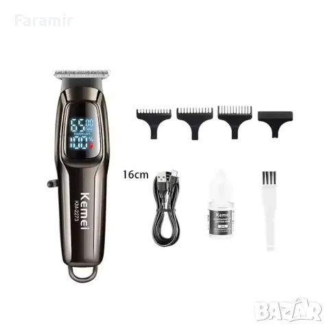 Машинка за подстригване Kemei KM-2273, Професионална, 1800mAh, 4 приставки, Графит
